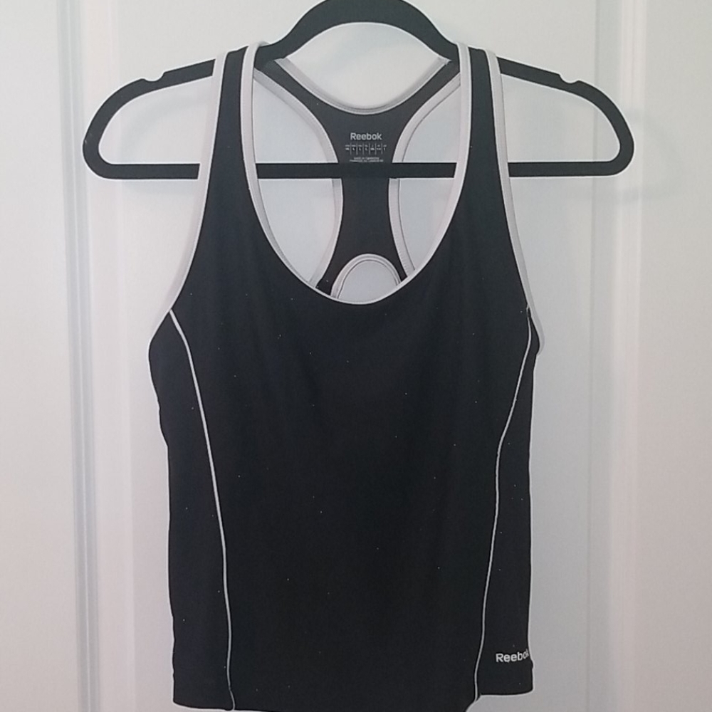 Reebok Black and White Racerback Tank Top